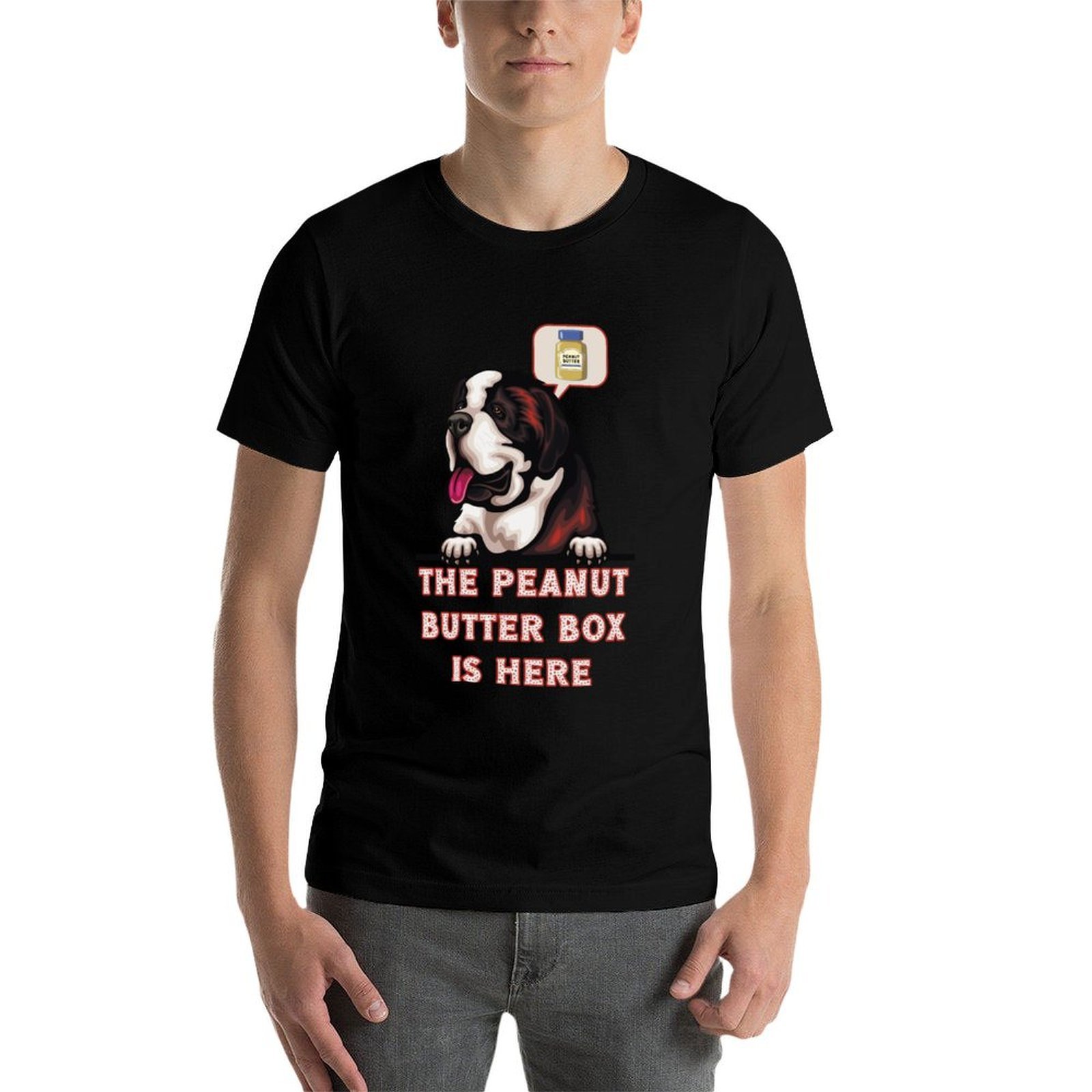 땅콩버터 박스가 왔습니다: 재미있는 세인트 버나드 강아 - Commercial Shirt Printing 리뷰 및 가격