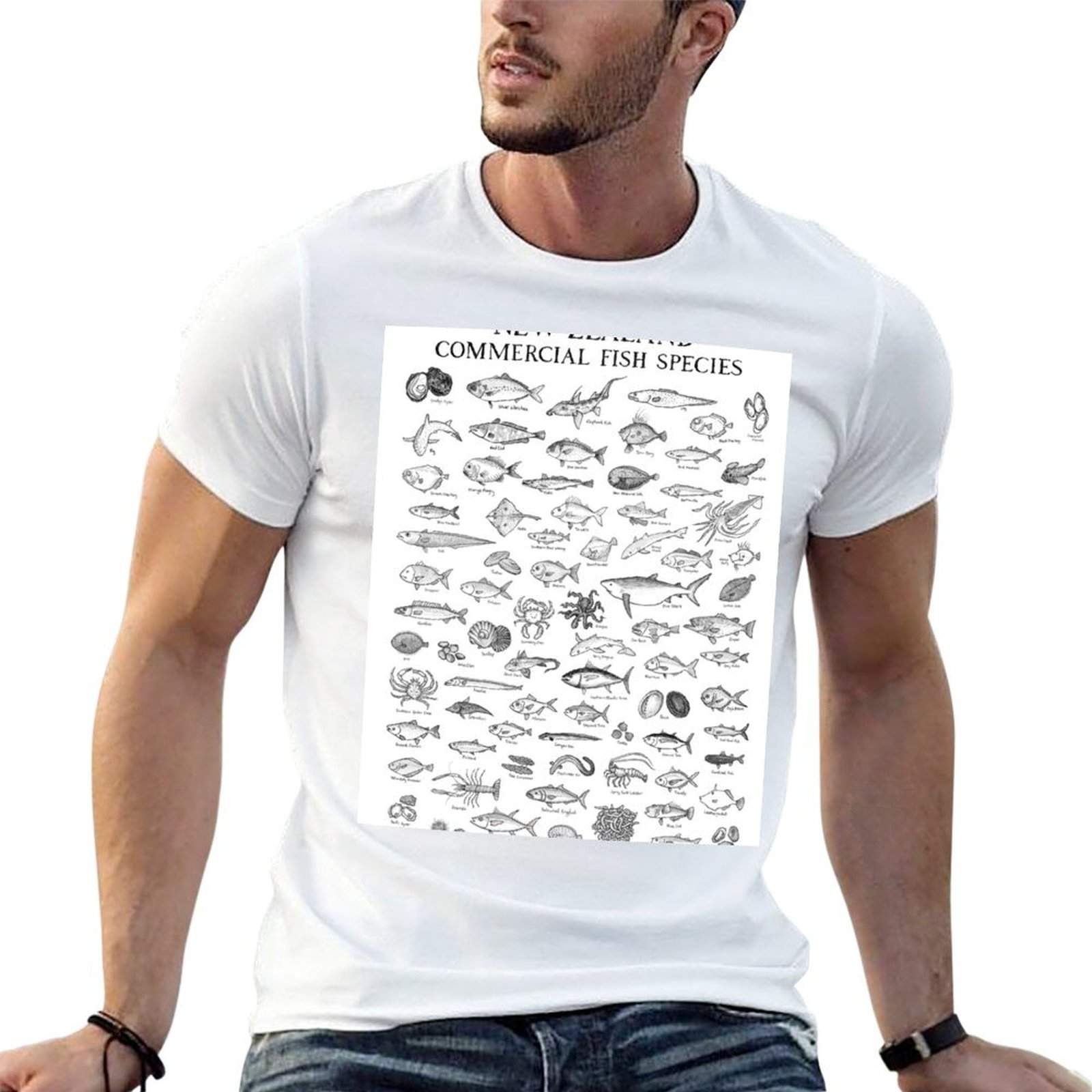 뉴질랜드 상업용 어류 종 티셔츠 기본 캐주얼웨어 반팔  - Commercial Shirt Printing 리뷰 및 가격